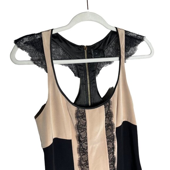 Jay Godfrey Holden Slim Racer Back Dress Size 4 Silk Lace Black Nude - Picture 2 of 8